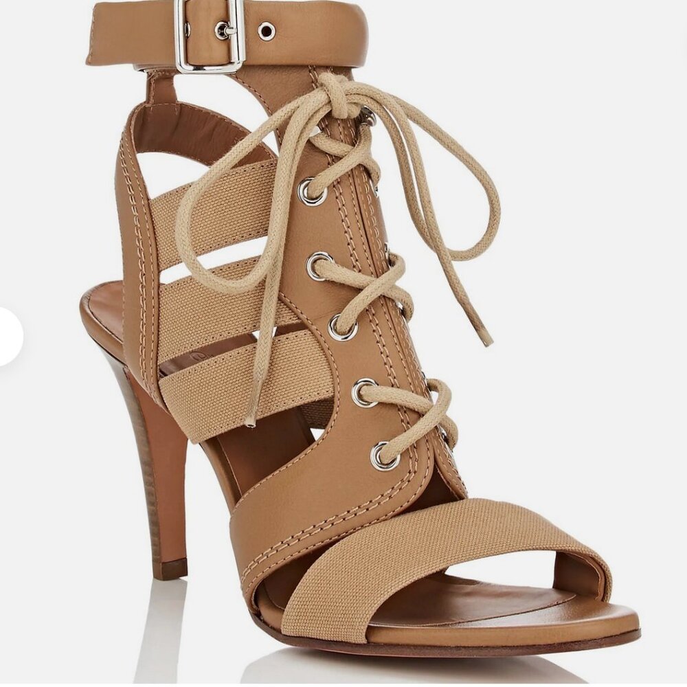 CHLOÉ Buckle-Strap Canvas & Leather Sandals